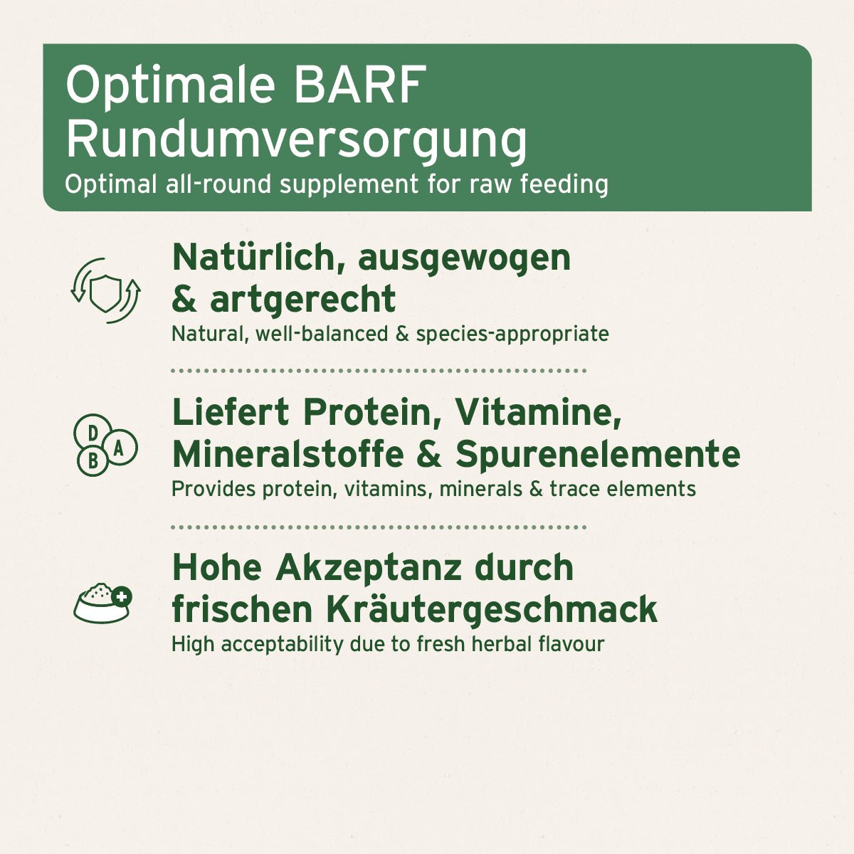 BARF Complete Hunde Zusatz Pulver für natürliche Rundumversorgung mit Vitaminen und Kräutergeschmack