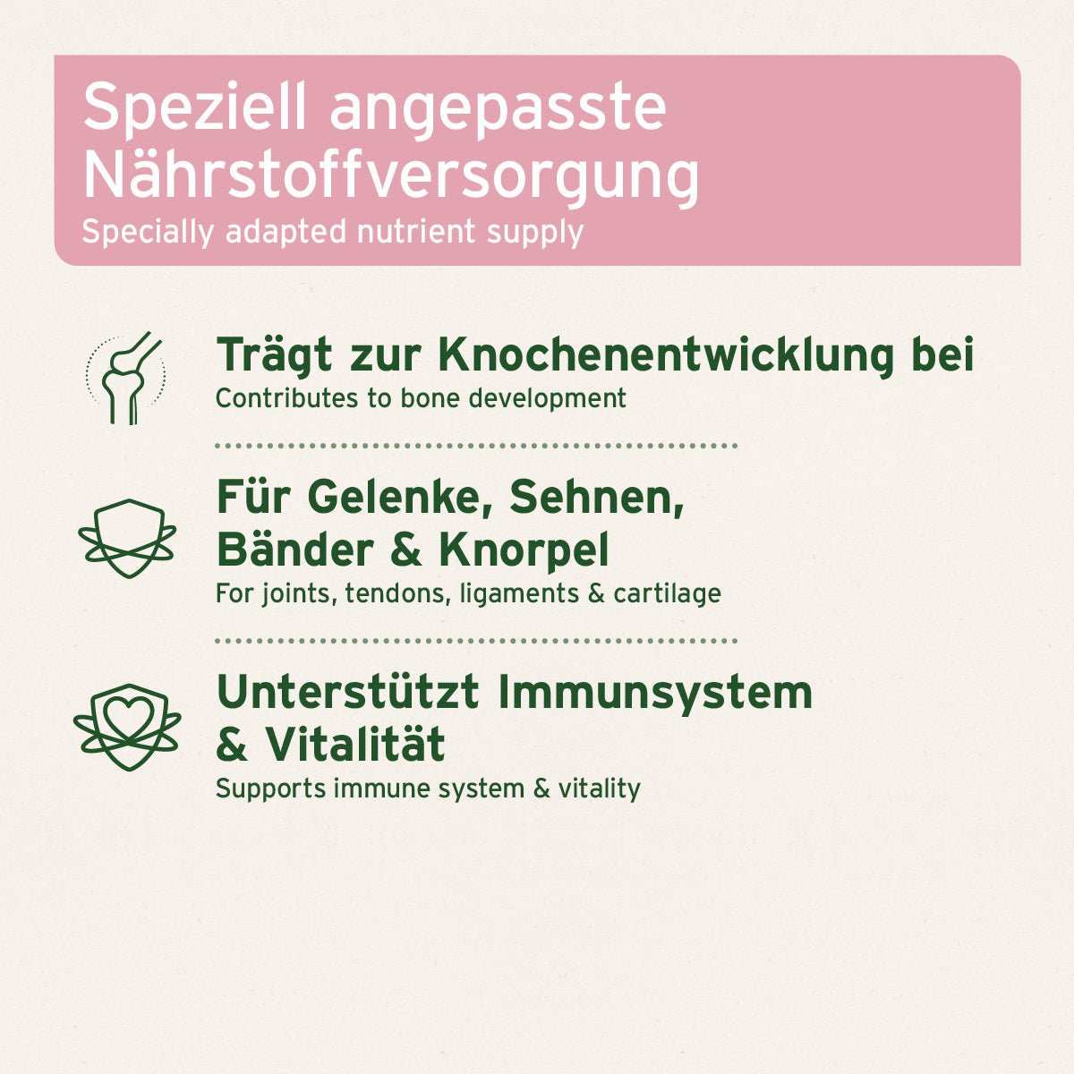 Infografik zu Junior Active Nährstoffversorgung.