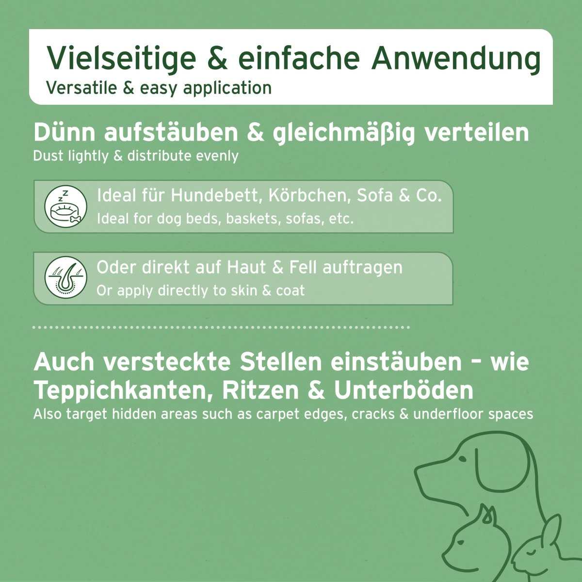 Grafik mit zusätzlichen Informationen Kieselgur Pulver - ehemals Milben - STOP Puder - AniForte