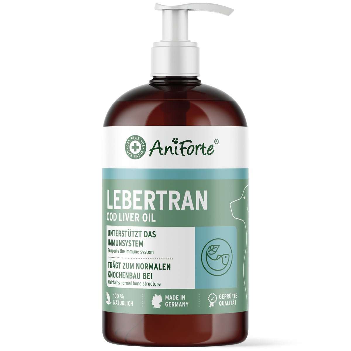 Flasche Lebertran für Hunde, Katzen und Pferde, AniForte.