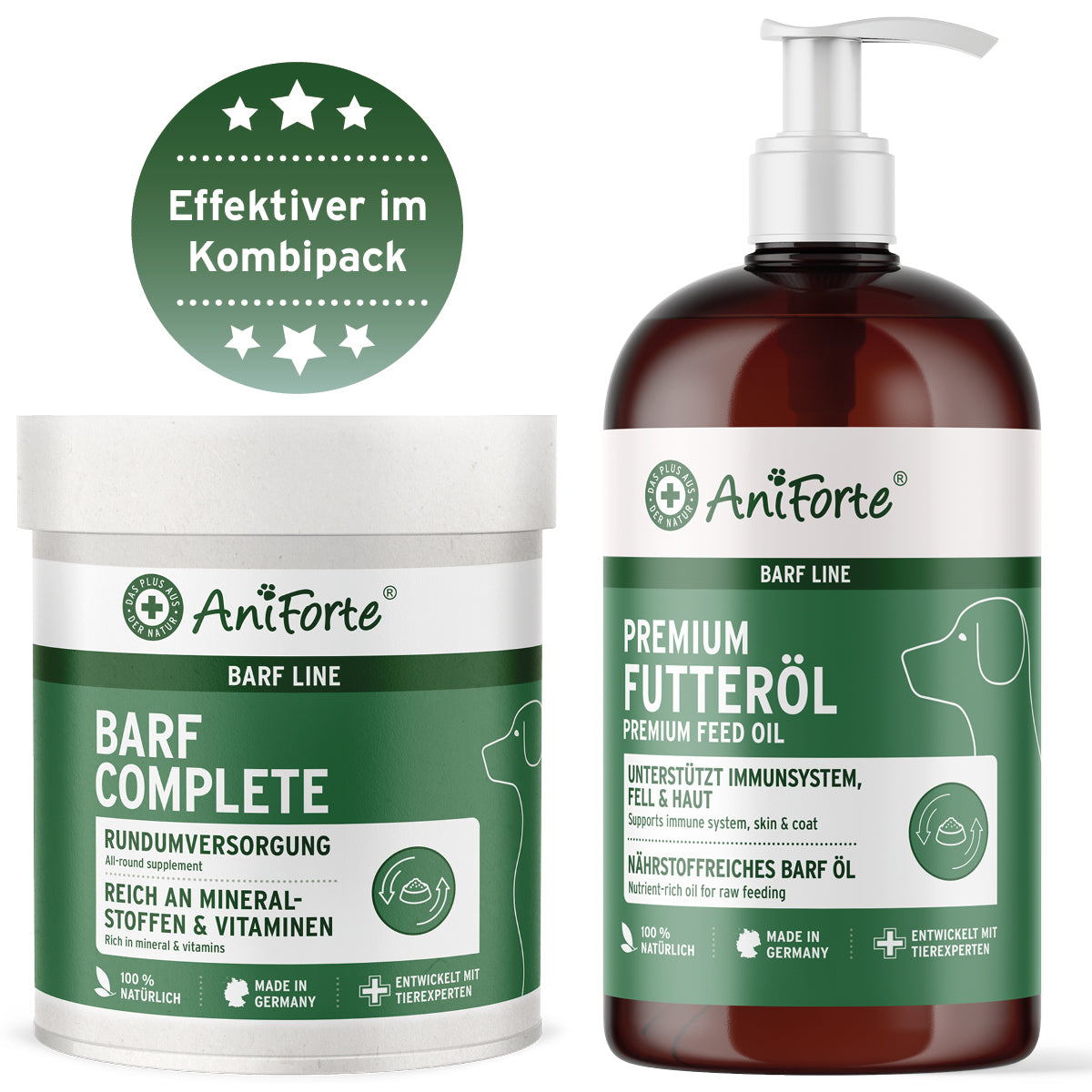 AniForte Barf All In Set mit Barf Complete und Premium Futteröl für ausgewogene Rohfütterung beim Hund