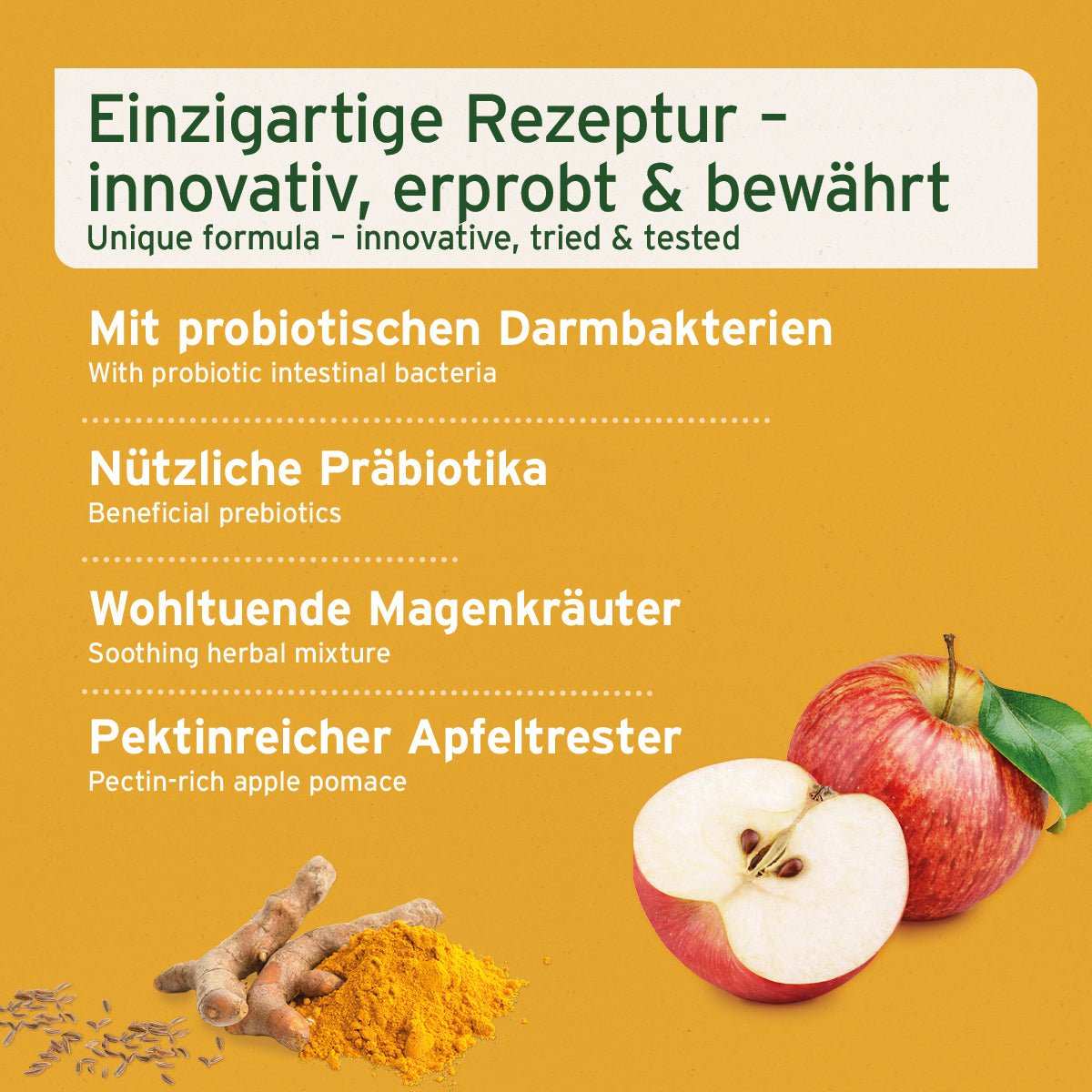 Abbildung zweier Äpfel und verschiedene Bulletpoints