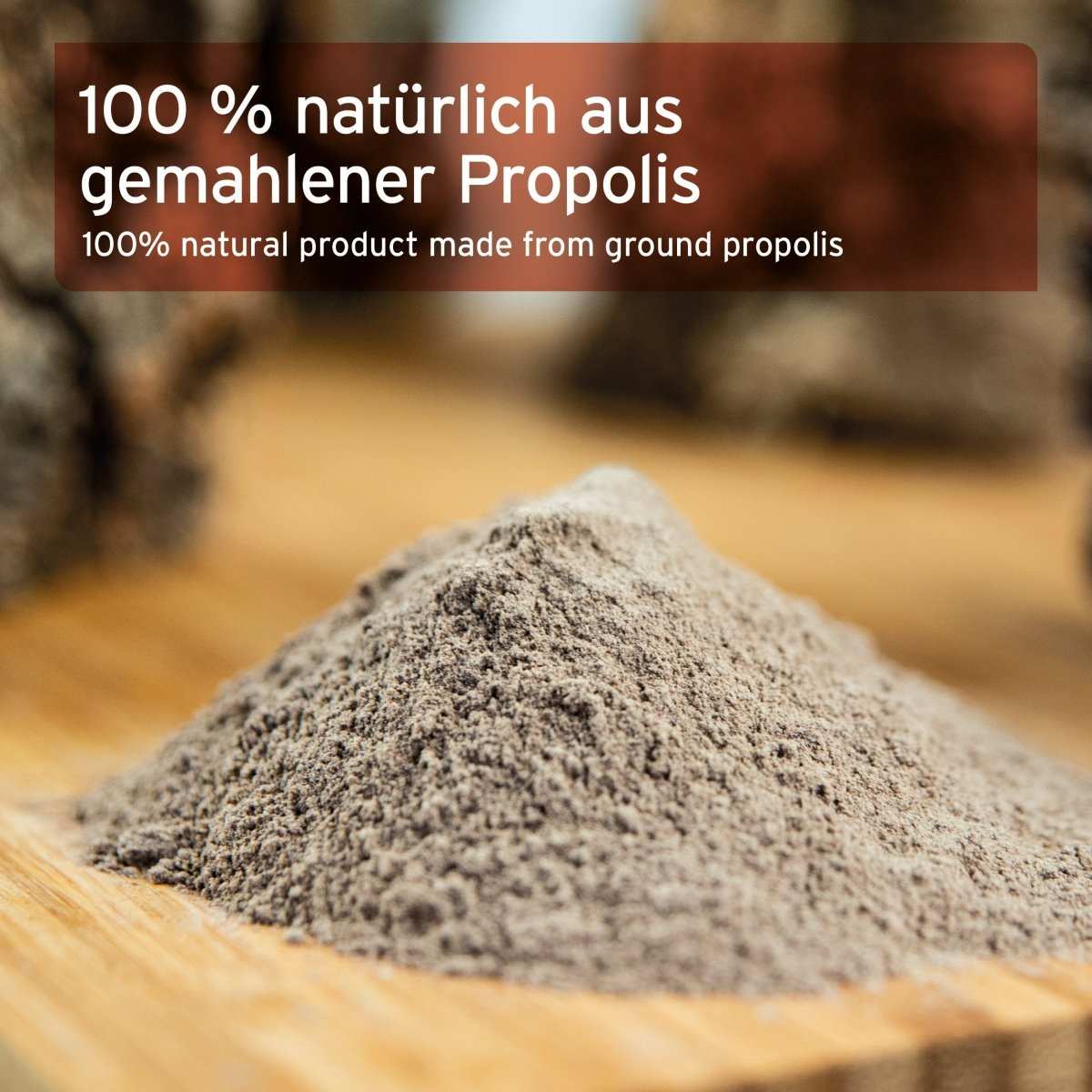 Natürliches Propolis Pulver für Hunde und Katzen zur Unterstützung von Haut und Immunsystem.